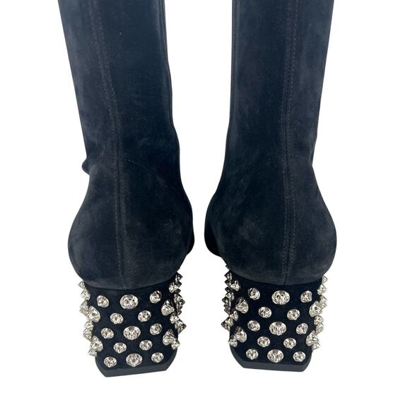 Christian Louboutin Veau Velours Spiked Study Stretch 55 Over The Knee Boots - Picture 10 of 16